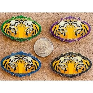 2013 Wisconsin WIDI Destination Imagination Tiger Eyes Glitter Pin Set Lot 4